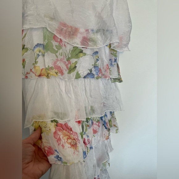 Angela Mara Made in Italy Floral Tiered Ruffle Dress Size S - Picture 5 of 6